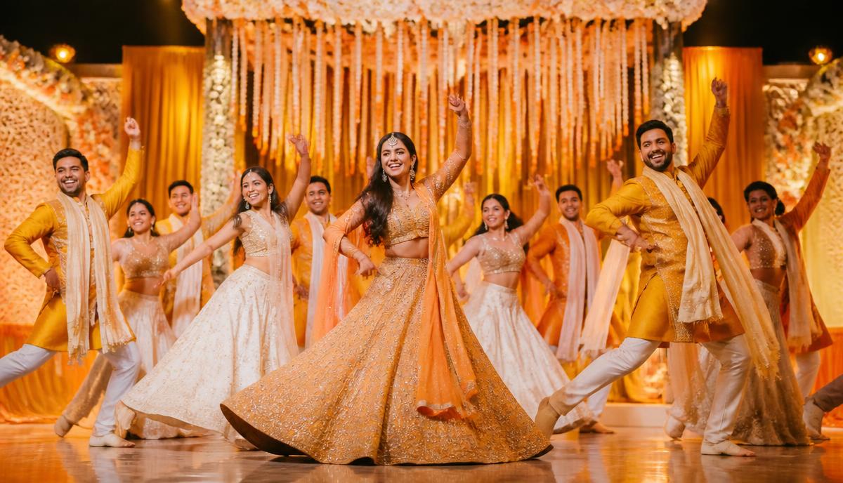 Energetic Bollywood wedding dance performance